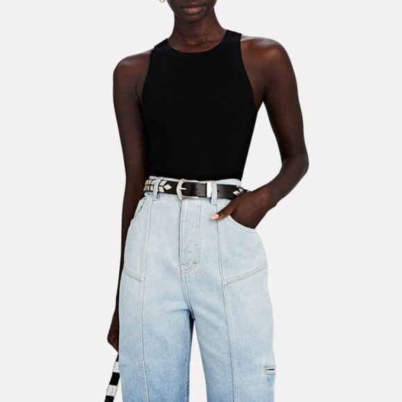 Intermix Elsie Black Cropped Rib Knit Tank - Picture 1 of 7
